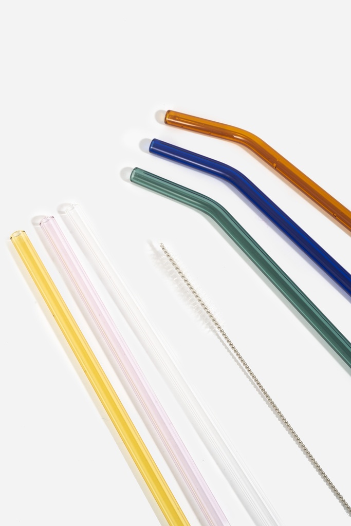 Pailles multicolores réutilisables en verre